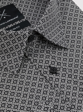 Czarna koszula męska w mikrowzór