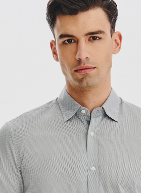Biała koszula męska mikrowzór
