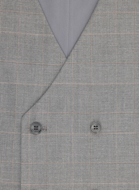 Dwurzędowa szara kamizelka w kratę