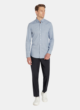 Granatowa koszula w drobną kratę