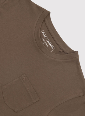 Brązowy bawełniany t-shirt z kieszonką