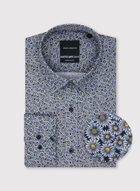 Granatowa koszula męska w kwiaty