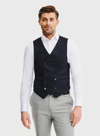 Granatowa dwurzędowa kamizelka męska