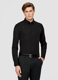 Czarna koszula męska z wełną