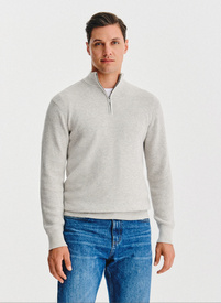 Szary sweter z rozpinaną stójką