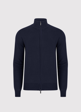 Granatowy rozpinany sweter męski