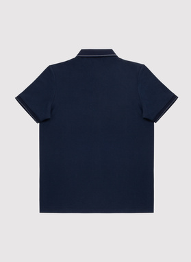 Granatowy t-shirt polo na guziczki