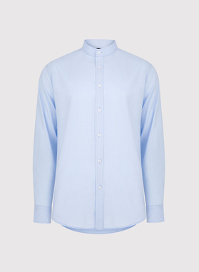 Niebieska koszula męska z lnu i bawełny