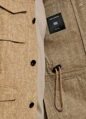 Lniana marynarka safari w kolorze beżowym