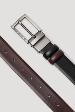 Dwustronny skórzany pasek z matową klamrą