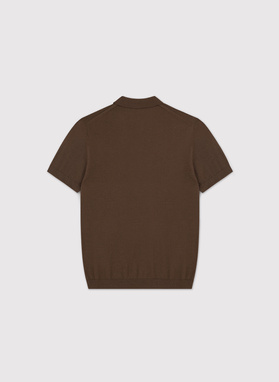 Brązowe polo swetrowe z wełny merino