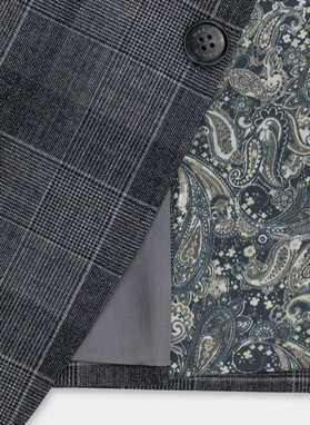 Szary garnitur MALAGA w kratę