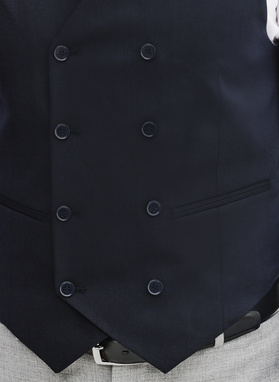 Granatowa dwurzędowa kamizelka męska