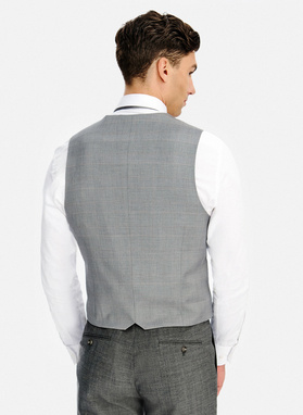 Dwurzędowa szara kamizelka w kratę