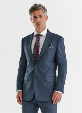 Granatowy garnitur męski w pepitkę
