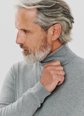 Szary gładki golf męski