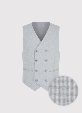 Dwurzędowa kamizelka męska w drobną kratę