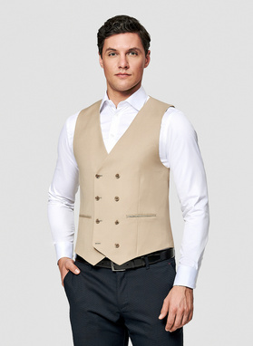 Beżowa kamizelka garniturowa z wełny