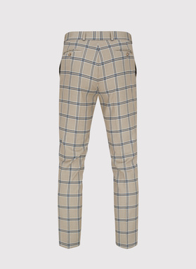 Spodnie garniturowe w kolorze beżowym w kratę