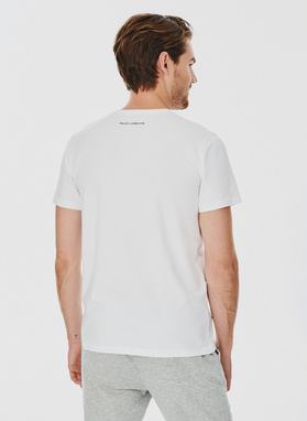 Biały gładki t-shirt v-neck