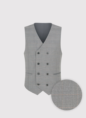 Dwurzędowa szara kamizelka w kratę