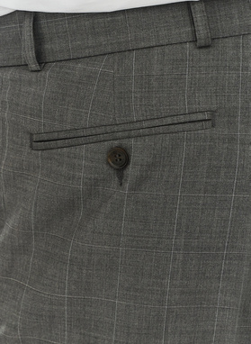 Ciemnaszare spodnie garniturowe w drobną kratę