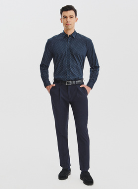 Granatowa koszula męska wzór geometryczny