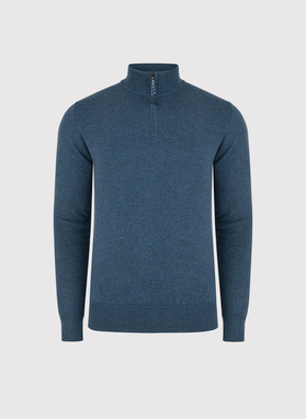 Granatowy sweter z rozpinaną stójką