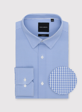 Niebieska dzianinowa koszula w pepitkę