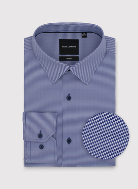 Granatowa dzianinowa koszula w pepitkę