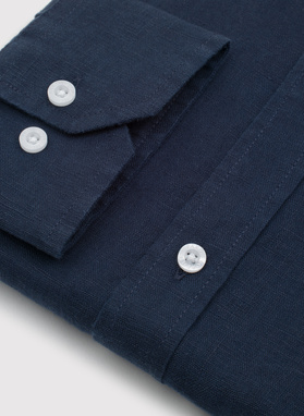 Lniana koszula męska w kolorze granatowym