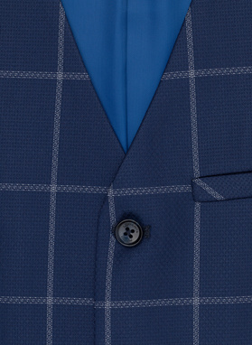 Granatowa kamizelka w jasną kratę