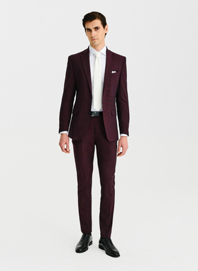Bordowy garnitur męski