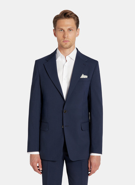 Granatowy garnitur męski z wełną