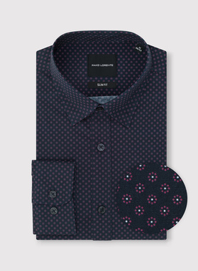 Granatowa koszula w kwiaty