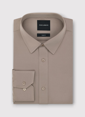 Brązowa koszula męska z wełną