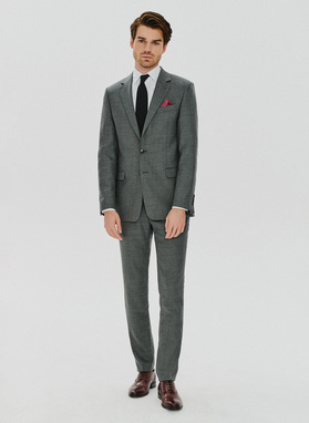 Szare wełniane spodnie garniturowe
