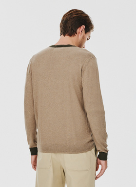 Melanżowy sweter męski dekolt V-neck