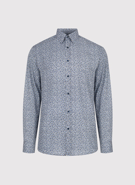 Granatowa koszula męska w kwiaty