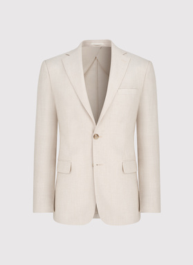 Beżowy garnitur męski z lnem