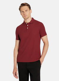 Bordowy t-shirt polo na trzy guziczki