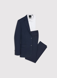 Granatowy wełniany garnitur męski