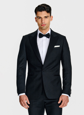 Ślubna żakardowa marynarka smokingowa w kolorze czarnym