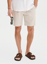 Szorty męskie w prążek z lnem