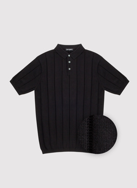 Czarne polo swetrowe w prążek