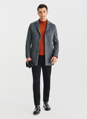 Szary płaszcz z wełną