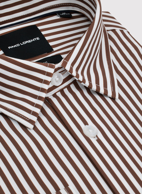 Brązowa koszula męska w prążek