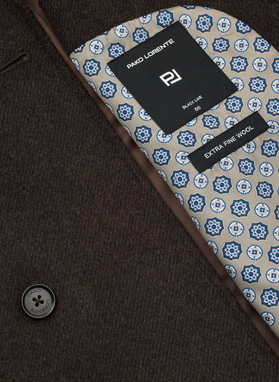 Brązowy dwurzędowy płaszcz męski