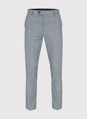 Szary garnitur męski w niebieską kratę