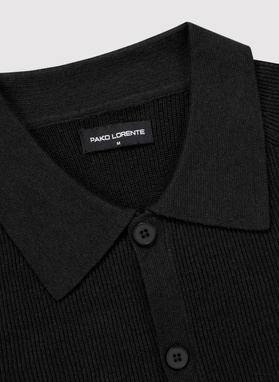 Czarne swetrowe polo z lnem